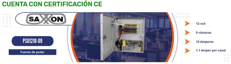 Imagen 1 del producto “SAXXON PSU1210D9 - Fuente de Poder de 12 vcd/ 10 Amperes/ Para 9 Camaras/ 1.1 Amper por Canal/ Protección contra Sobrecargas/ Certificación UL - ”