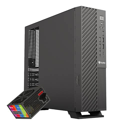 Imagen 1 del producto “Gabinete Oficina Mince Slim ITX Stylos con fuente de poder 550W STGAMN1B - ”
