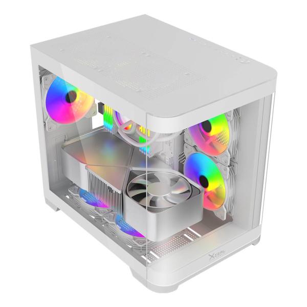 Imagen 1 del producto “Gabinete Curvo Xzeal M-ATX/ITX 2x USB 2.0 + 1x USB 3.0 + 3.5 mm + 3 Ventiladores RGB Blanco - ”