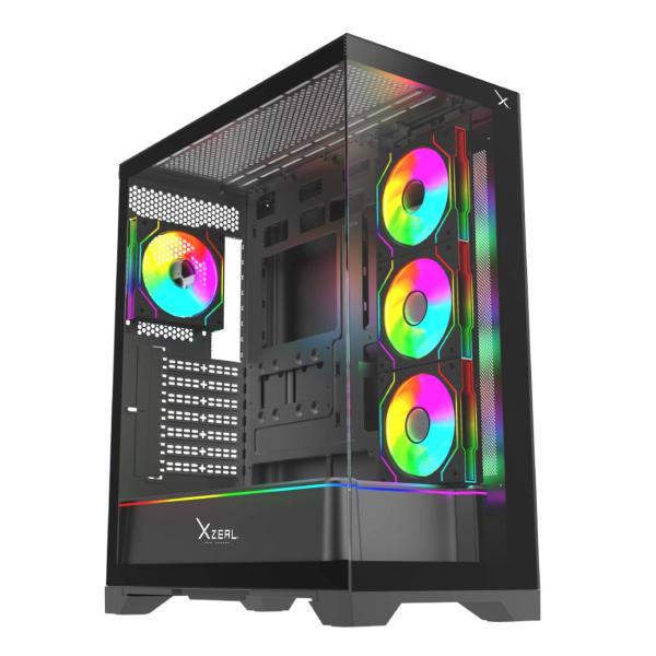 Imagen 1 del producto “Gabinete Gamer Xzeal Full Tower XZ160 - EATX/ATX Panel Der.Front. Cristal templado 1xUSB2.0 + 1xUSB3.0 + 1x USB Tipo C+ 1x3.5mm + 4 Ventiladores ARGB Negro ”