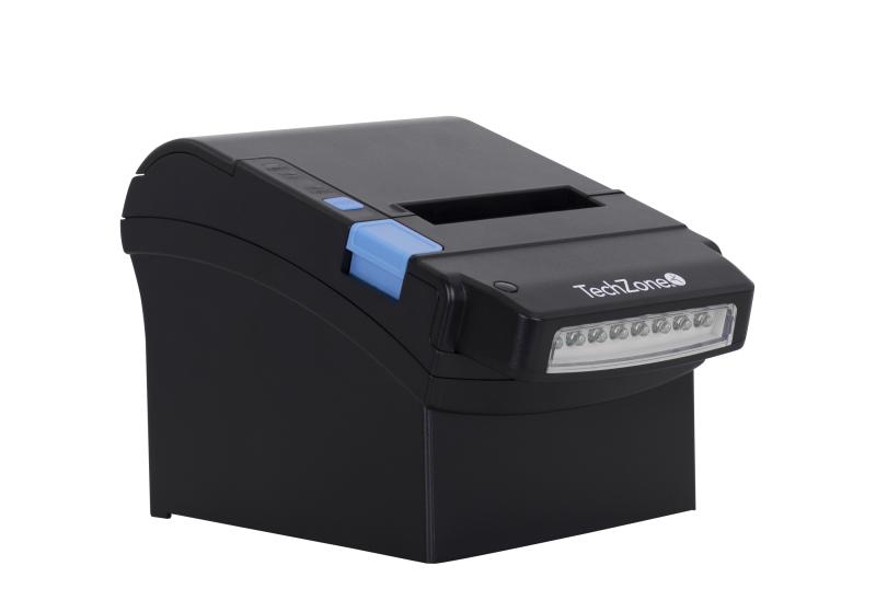 Imagen 1 del producto “Impresora termica TechZone TZBE400 de 80mm - vel de 260mm/s, 576 DPI´s, USB-SERIAL-RJ45-RJ11, detedctor de billetes falsos, cortador automatico, 1 año de ga ”