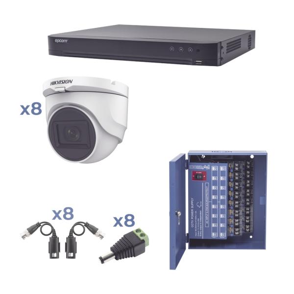 Imagen 1 del producto “Kit TURBOHD 1080p / DVR 8 Canales / 8 Cámaras Turret (exterior 2.8 mm) / Conectores / Transceptores / Fuente de Poder - ”