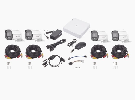 Imagen 1 del producto “Kit TurboHD 1080p / DVR 4 canales / 4 Cámaras Bala ColorVu / Fuente de Poder / Accesorios de Instalación - ”