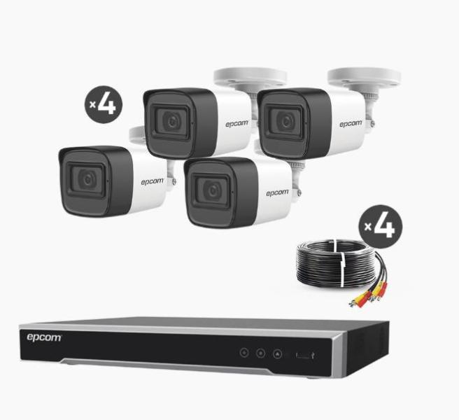 Imagen 1 del producto “Kit TURBOHD 5 Megapixel / DVR 4 Canales / 4 Cámaras de 5 Megapixel con Micrófono Integrado / 4 Cables 18 Metros / Fuente de Poder Profesional - ”