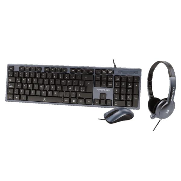 Imagen 1 del producto “Kit de Teclado - Mouse y Diadema con Micrófono Integrado Alámbrico | PERFECT CHOICE ”