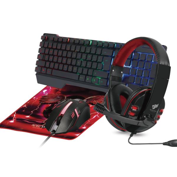 Imagen 1 del producto “KIT GAMING 4 EN 1 NGC-PEGASUS AUDIFONOS LED TECLADO 104 BOTONES MOUSE 3 BOTONES 1000DPI MOUSEPAD ROJO - ”