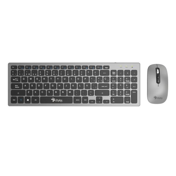 Imagen 1 del producto “Combo Inalámbrico Recargable 2 en 1 Stylos STPKTM6G Teclado 96  Membrana 96 teclas Conexión USB Nano - ”