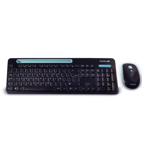 Imagen 1 del producto “Kit Tasking TechZone combo inalámbrico con conexión USB - mouse 1600 DPI´s, teclado con 105 teclas y soporte para smartphone o tablet, 1 año de garantía. ”