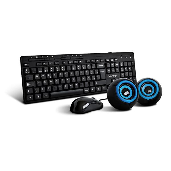 Imagen 1 del producto “Kit Teclado y Mouse VORAGO - Estándar, 105 teclas, Negro, 1000 DPI ”