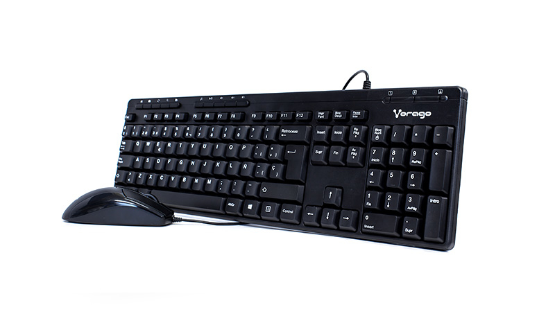 Imagen 1 del producto “Kit de teclado y mouse VORAGO KM-104 - Estándar, 105 teclas, Negro, 1000 DPI ”