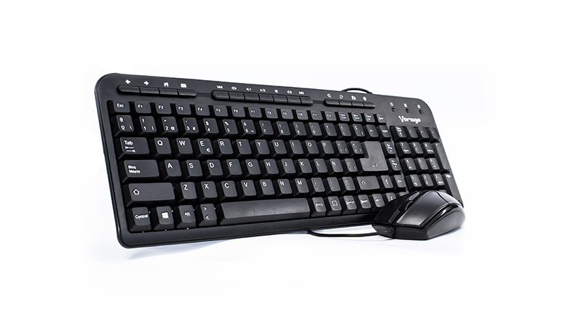 Imagen 1 del producto “Kit Teclado y Mouse VORAGO KM-105 Estándar	104 teclas - Negro, 1000 DPI ”