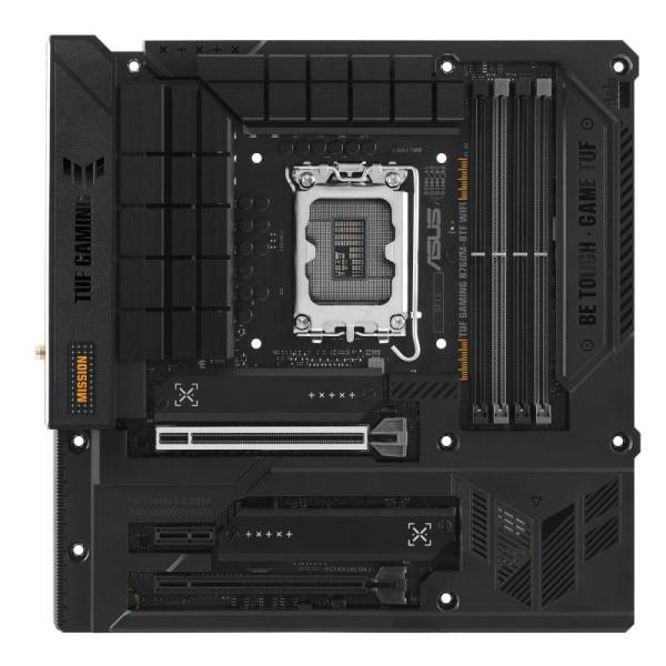 Imagen 1 del producto “Tarjeta Madre ASUS TUF GAMING B760M-BTF WIFI - micro ATX, Socket Intel® LGA 1700, Intel®14a, 13a y 12a gen, PCIe® 5.0, DDR5, USB 3.2 Gen 2x2 Tipo-C®, WIFI 6, A ”