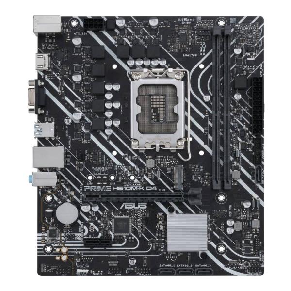 Imagen 1 del producto “Tarjeta madre ASUS PRIME H610M-K D4-CSM - DDR4, 64 GB, Intel Socket LGA1700, Micro-ATX, DP, HDMI y D-sub ”