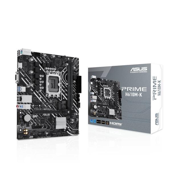 Imagen 1 del producto “Tarjeta madre ASUS PRIME H610M-K - DDR5, 96 GB, Intel Socket LGA1700, Micro-ATX, D-Sub y HDMI ”