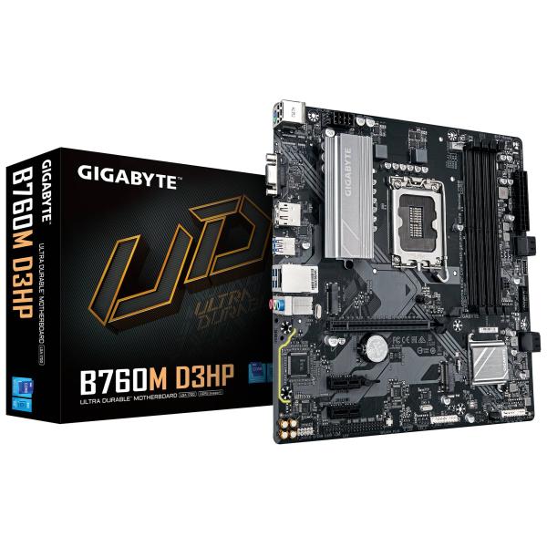 Imagen 1 del producto “Tarjeta Madre Gigabyte B760M D3HP - Micro-ATX, LGA 1700, Intel B760, DDR5, HDMI/DP para Intel ”