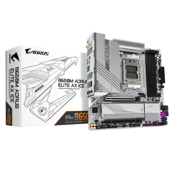 Imagen 1 del producto “TARJETA MADRE GIGABYTE Micro ATX B650M A ELITE AX ICE 64 GB DDR5 AM5 Para AMD - ”