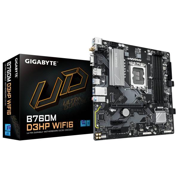 Imagen 1 del producto “TARJETA MADRE GIGABYTE ATX B760M D3HP WIFI6 DDR5 - S-1700, 48 GB, PARA INTEL ”