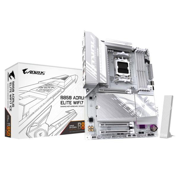 Imagen 1 del producto “TARJETA MADRE GIGABYTE ATX B850 A ELITE WF7 ICE - DDR5, AM5, 256 GB, PARA AMD ”