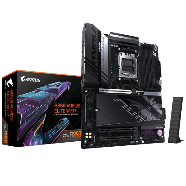 Imagen 1 del producto “TARJETA MADRE GIGABYTE ATX B850 A ELITE WF7 - DDR5, AM5, 256 GB, PARA AMD ”