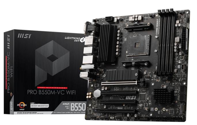 Imagen 1 del producto “Motherboard MSI PRO B550M-VC WIFI - UPC: Admite procesadores AMD Ryzen™ 3 generación con socket AM4 y futuros procesadores AMD Ryzen™ con actualización de B ”