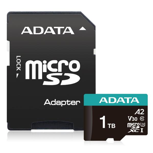 Imagen 1 del producto “Micro Secure Digital ADATA microSDXC/SDHC UHS-I U3 V30 1TB Clase 10 (A2) - Velocidad de lectura / escritura hasta 100/85 (MB/s) AUSDX1TUI3V30SA2-RA1 ”