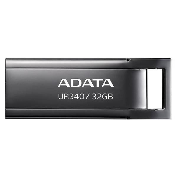 Imagen 1 del producto “Memoria USB de 32GB UR340 3.2 Gen 1 (retrocompatible 3.0 y 2.0) - diseño elegante sin tapa. Color Metálico negro. AROY-UR340-32GBK ”
