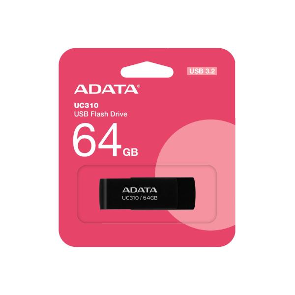 Imagen 1 del producto “Memoria USB de 64GB UR310 3.2 Gen 1 (retro compatible 3.0 y 2.0) - diseño material reciclado sin tapa. NEGRO. UC310-64G-RBK ”