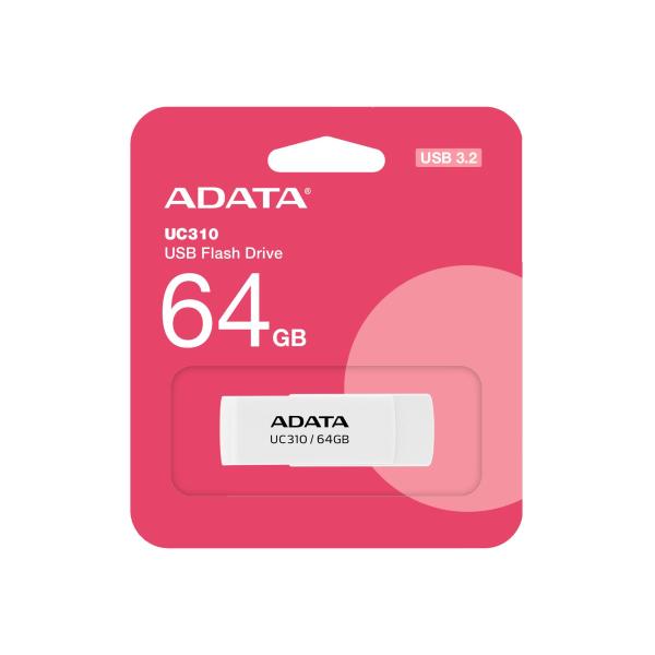 Imagen 1 del producto “Memoria USB de 64GB UR310 3.2 Gen 1 (retro compatible 3.0 y 2.0) - diseño material reciclado sin tapa. BLANCO. UC310-64G-RWH ”