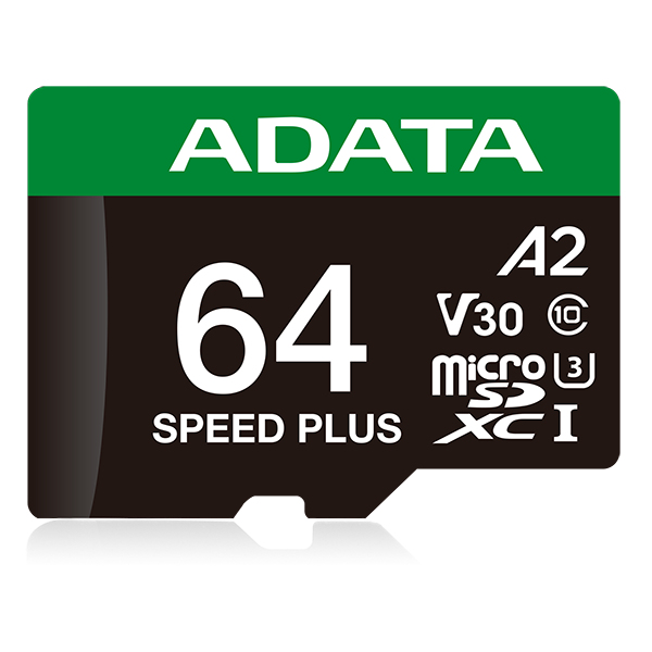 Imagen 1 del producto “Micro Secure Digital ADATA SPEED PLUS microSDXC/SDHC UHS-I U3 V30 64GB Clase 10 (A2) - lectura /escritura hasta 180/160(MB/s). UD64GUI3V30A2SP-RA1 ”