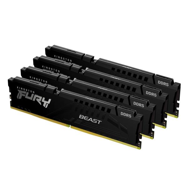 Imagen 1 del producto “MEMORIA RAM KINGSTON FURY BEAST BLACK XMP DIMM DDR5 128GB (4x32GB) 5200MT/S CL40 2RX8 1.25V (KIT OF 4) - ”
