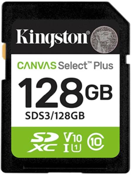 Imagen 1 del producto “MEMORIA SDXC KINGSTON CANVAS SELECT PLUS GEN3 128GB R.150MB/S CL10 UHS-I U1 V10 - ”