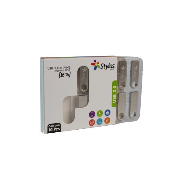 Imagen 1 del producto “Paquete 10 USB 16GB Metálico STYLOS STUSB1016 - ”