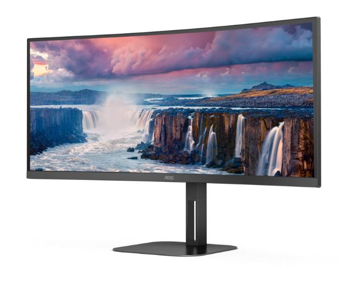 Imagen 1 del producto “Monitor AOC CURVO  Modelo CU34V5CW/BK  Brillo 300CD/M2 (MPRT) Tiempo de respuesta 4ms - ”