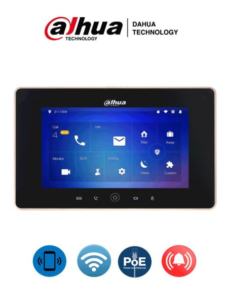 Imagen 1 del producto “DAHUA VTH5221DS2 - Monitor IP Touch de 7 con conectividad WiFi y Ethernet - PoE. Admite MicroSD de hasta 32GB, soporta 32 cámaras IP y 20 frentes de c ”