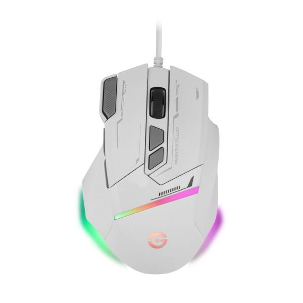 Imagen 1 del producto “GETTTECH MOUSE GAMER - SENSOR 725F, ILUMINACION RGB PERSONALIZABLE, HASTA 7200 DPI, COLOR BLANCO YGRIS, MOD. GPM-RGBWR-G1-WH ”