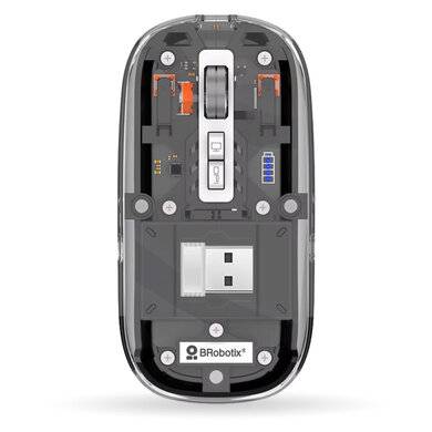 Imagen 1 del producto “MOUSE INALÁMBRICO RECARGABLE - MODELO GLASS, CONEXIÓN BLUETOOTH 5.3/2.4 GHz, 1600 DPI, 6000823 BROBOTIX ”