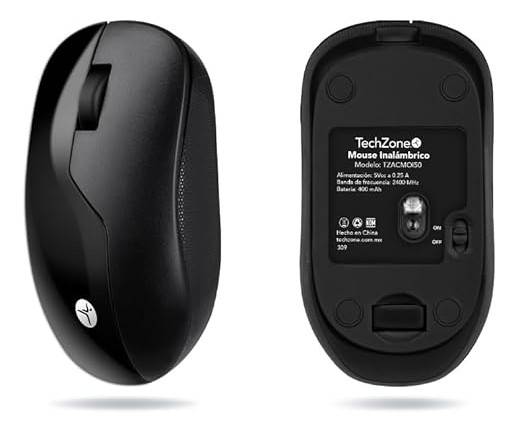 Imagen 1 del producto “Mouse Inalámbrico ARMOR  Recargable TECHZONE color Negro - 1200 DPI, 3 Botones. ”
