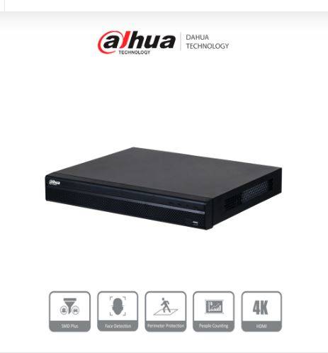 Imagen 1 del producto “DHI-NVR4232-16P-4KS3 NVR 4k / 32 Canales IP /16 Puertos PoE / Rendimiento 160 Mbps/2 Bahías disco duro/ 4 2 E S Alarma/WizSense/ 2 canales SMD Plus - ”