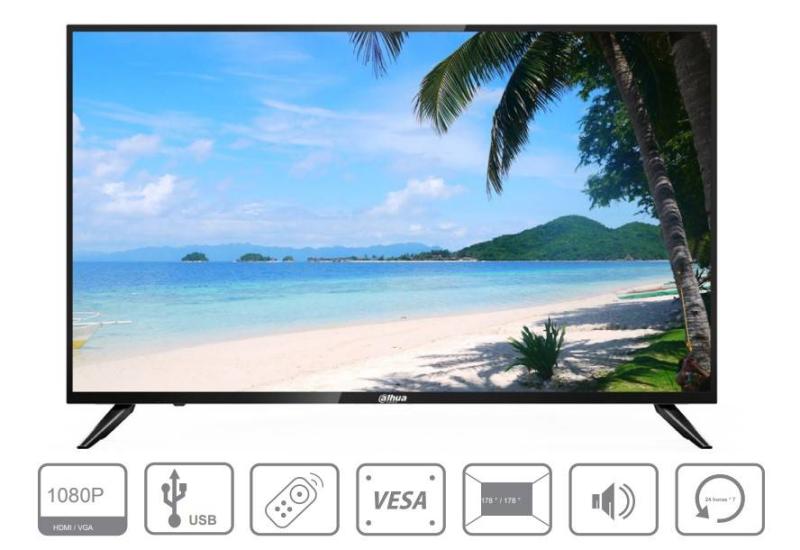 Imagen 1 del producto “Pantalla profesional 43 Pulgadas FHD - ideal para sistemas CCTV para operar 24/7, VGA/HDMI, altavoces integrados, brillo 330 cd/m² ”