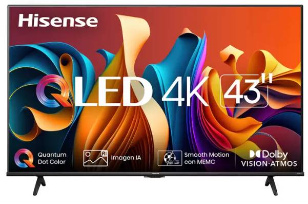 Imagen 1 del producto “Televisor Hisense 43QD6QV - 43 pulgadas, QLED, 3840 x 2160 Pixeles, QLED VIDAA SMART TV ”