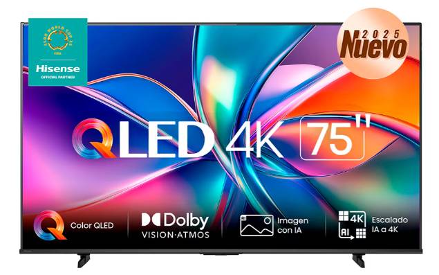Imagen 1 del producto “Televisor Hisense 75QD6QV - 75 pulgadas, QLED, QUANTUM DOT, 4K UHD, 3840 x 2160 Pixeles, VIDAA SMART TV ”
