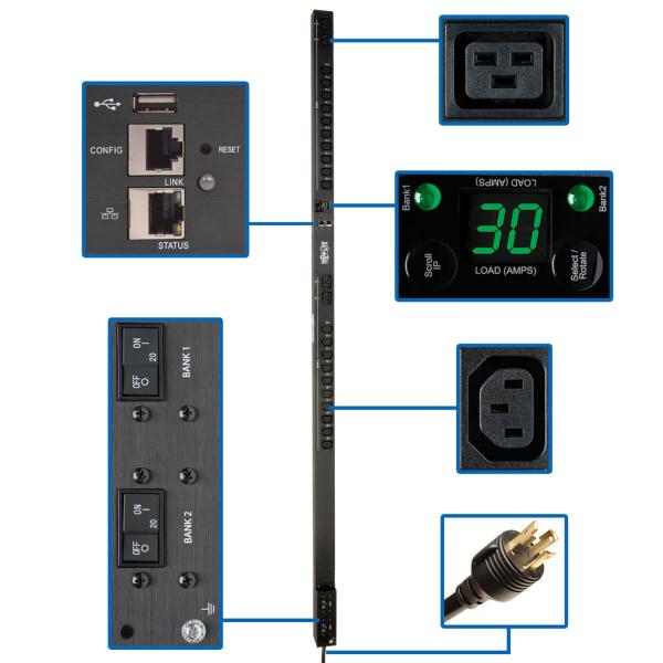 Imagen 1 del producto “PDU TRIPP-LITE PDUMV30HVNETLX - Conmutado, 0U, Vertical, Metal, 200-240 V ”