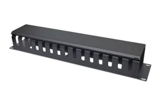 Imagen 1 del producto “716062 Organizador de Cable para Montaje en Rack de 19 pulgadas - 2Unidades con Cubierta, Negro.Diseñado para instalación en rack de 19
