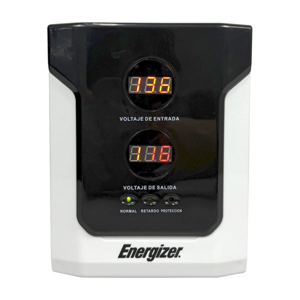 Imagen 1 del producto “Regulador Energizer 1500VA/900W (ERENRLB15VA). Rango 90-145VCA - AVR, prot. 10A, 2 contactos, LED. Ideal p/línea blanca. Cert. RoHS/NOM/CE. 2 años gtía. ”