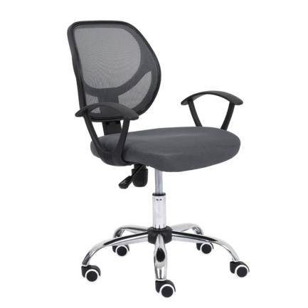 Imagen 1 del producto “Silla Secretarial Nextep NE-650SG de Altura Ajustable 10CM  Color Gris - Base Giratoria Tela en Malla, Cromada, soporta hasta 110 kg ”