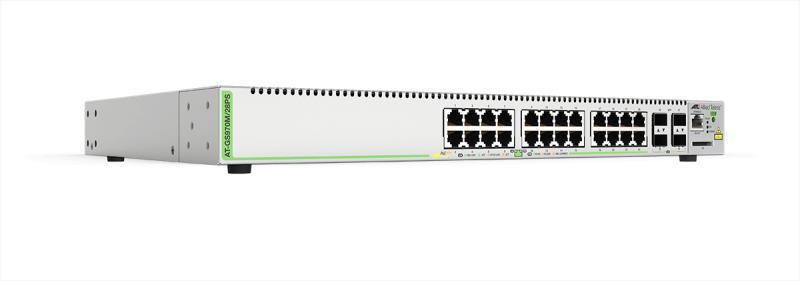 Imagen 1 del producto “Switch ALLIED TELESIS PoE+ Administrable CentreCOM GS970M - Capa 3 de 24 Puertos 10/100/1000 Mbps + 4 SFP Gigabit, 370 W. AT-GS970M/28PS/10. ”