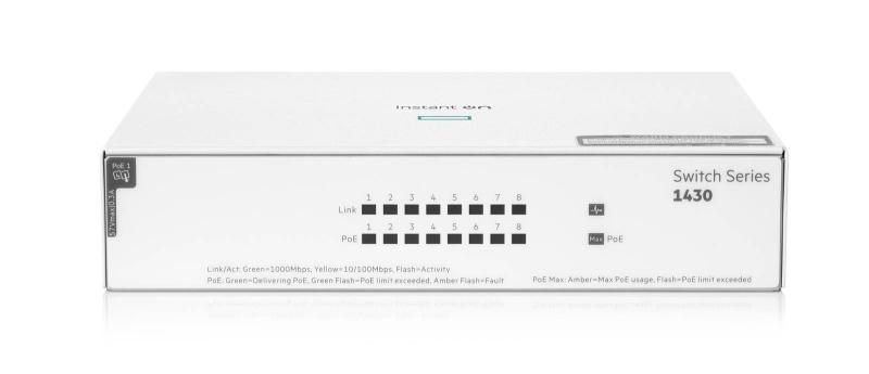 Imagen 1 del producto “Switch HPE Instant On 1430 Gigabit Ethernet - 8 puertos PoE 64W Class4 Plug and Play (R8R46A) ”