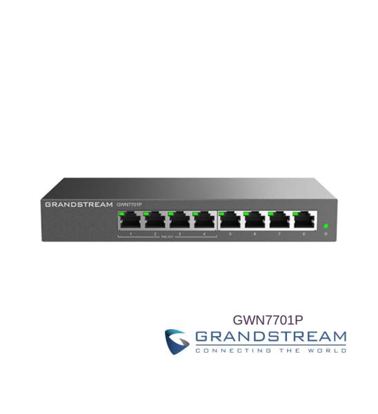 Imagen 1 del producto “Switch No administrable - 8 puertos Gigabit, 4 puertos PoE 802.3 af/at, 30W máximo por pto., gabinete metálico para escritorio o pared. ”