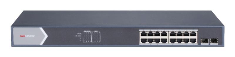 Imagen 1 del producto “Hikvision DS-3E1518P-SI - Switch Gigabit PoE+ Administrable, 16 Puertos 1000 Mbps PoE+, 2 Puertos SFP ”