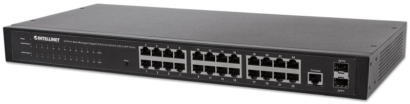 Imagen 1 del producto “Switch INTELLINET 560917 - Negro, 24 puertos, 10/ 100/ 1000 Auto MDI-X ”